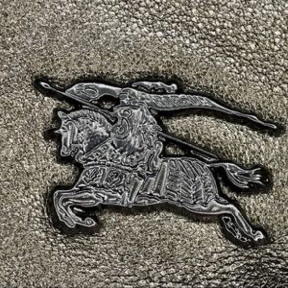 Burberry Dark Nickel Metallic Leather Drawstring Tote with Metal Accents - Picture 12 of 16